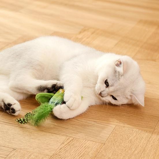 Chirping Bird Cat Toy Interactive Flapping Wings Plush Bird Toy Battery Operated Stimulate