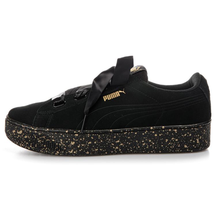 PUMA Vikky Platform Ribbon 'Black Gold' Women's (Unisex) Skateboard Shoes 366815 01