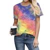 Летние красочные футболки с 3D-принтом тай-дай Женская уличная одежда Повседневная футболка с круглым вырезом Y2k Харадзюку Оверсайз топы Футболки Женская одежда