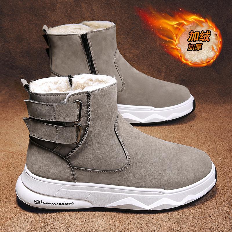 Fashion 2024 Winter New Thick Couple Snow Boots Plus Velvet Warm Side Zipper Outdoor Casual Short Boots Cold Resistance Men Cotton Shoes