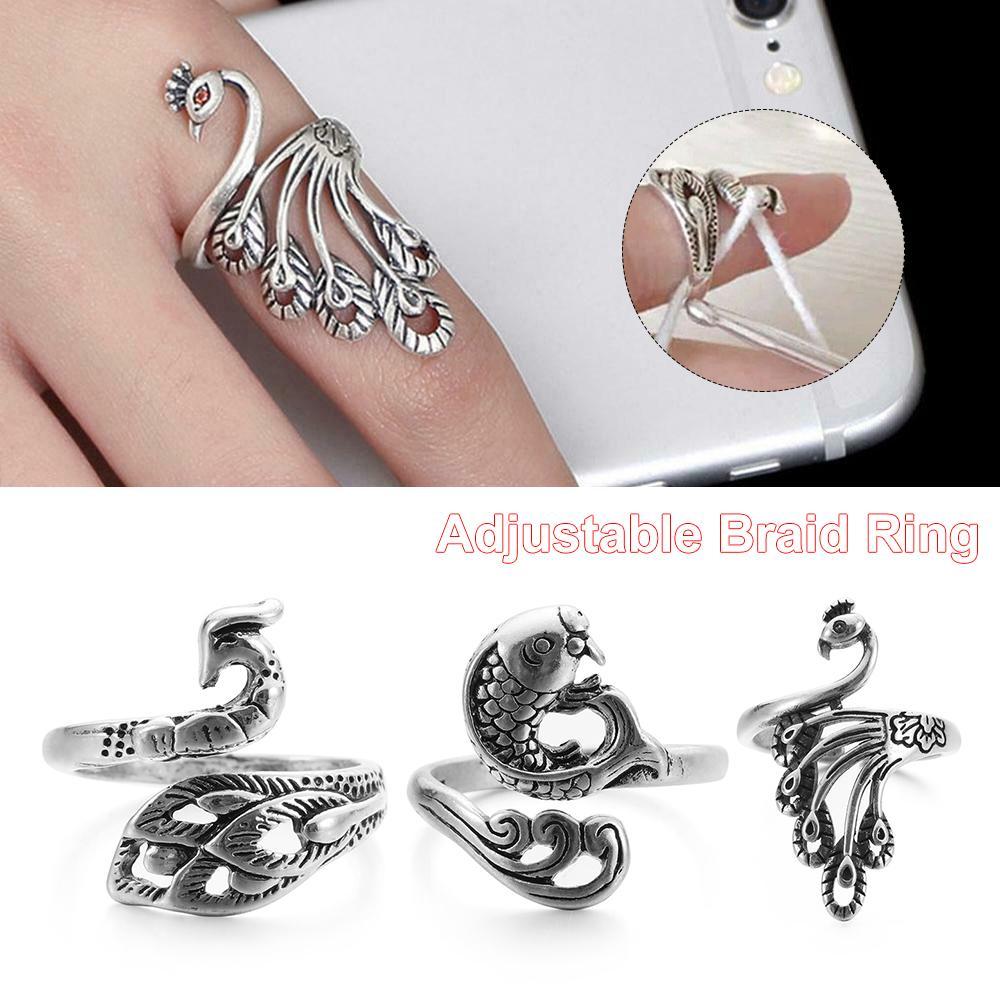 Accessories Peacock Fish Phoenix Knitting Loop Crochet Ring Thimble Ring Ring Sewing Accessories