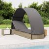 VidaXL Sun Lounger with Round Roof Grey 211x57x140 Cm Braided Resin, Sun Lounger, Outdoor Sun Lounger, Bed of 319643