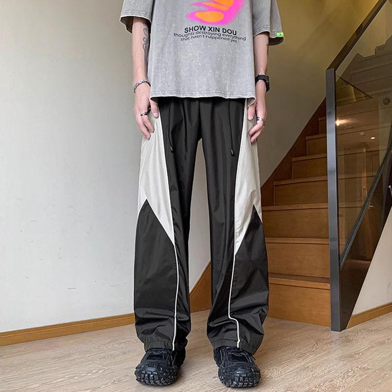 Мужская черная мешковатая одежда Y2K, брюки-карго, повседневные летние широкие брюки, полосатые спортивные штаны для бега, хип-хоп, мужская техническая одежда, одежда в корейском стиле
