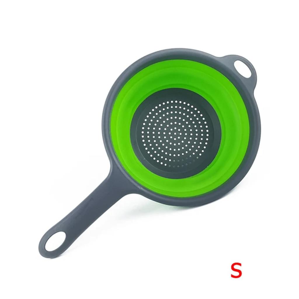 JOYBLISS Silicone Collapsible Colander with Handle Kitchen Folding Strainer Colander for Draining Pasta Vegetable Fruit