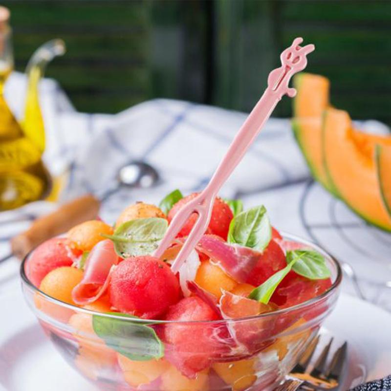 Фруктовые вилки для детей, для ресторана, десертные вилки, одноразовые, с коробкой для хранения, 50 шт./компл., вилки для домашнего использования, в форме мультфильма, пищевые аксессуары