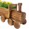 Train Flower Pot Wooden Vintage Bonsai Planter Home Garden Decor Rustic Plant Pot with Drainage Hole for Patio Balcony