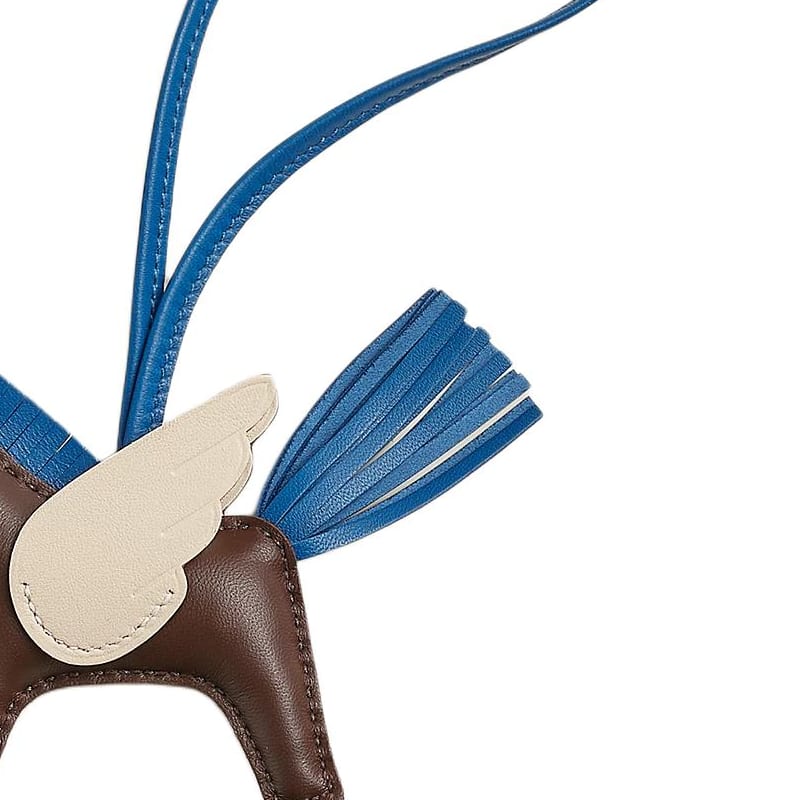 HERMES Rodeo Pegase Milo Lambskin With Swift Calfskin Bag Accessory Unisex Chocolate & French Blue & Chalk H083010CACY