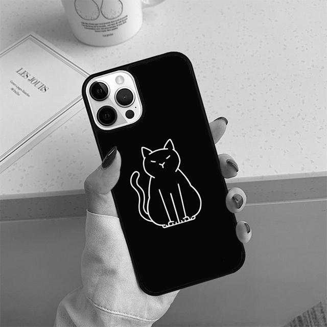 Минималистичный чехол для телефона с рисунком кота Для iPhone 17 Air 14 15 16 13 12 Чехол Для Apple 14 15 16 Pro Max Plus Coque