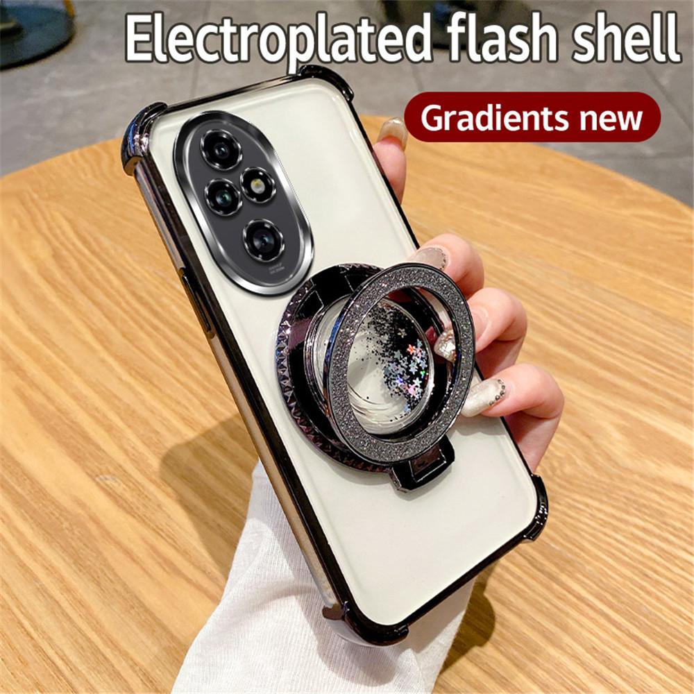 Магнитная подставка-перетекающий песок Чехол для телефона для Honor 200 100 90 80 70 60 50 Pro Градиент Глиттер Ударопрочный Мягкий Силиконовый Чехол-подставка