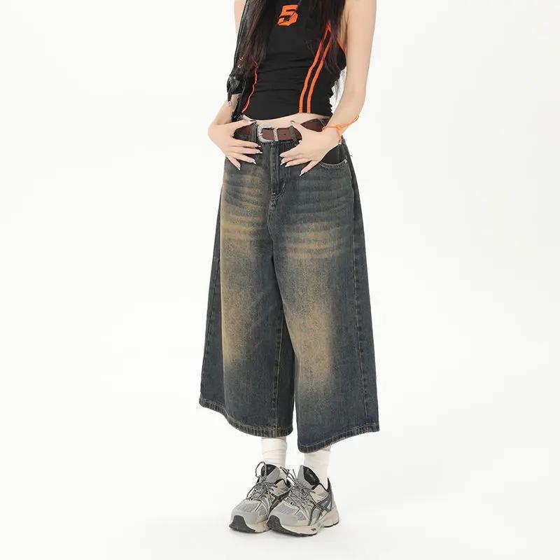 Vintage Loose Jorts Jeans Y2k Streetwear Oversize Shorts Denim Pants Korean Baggy Grunge Trouser Summer Neutral
