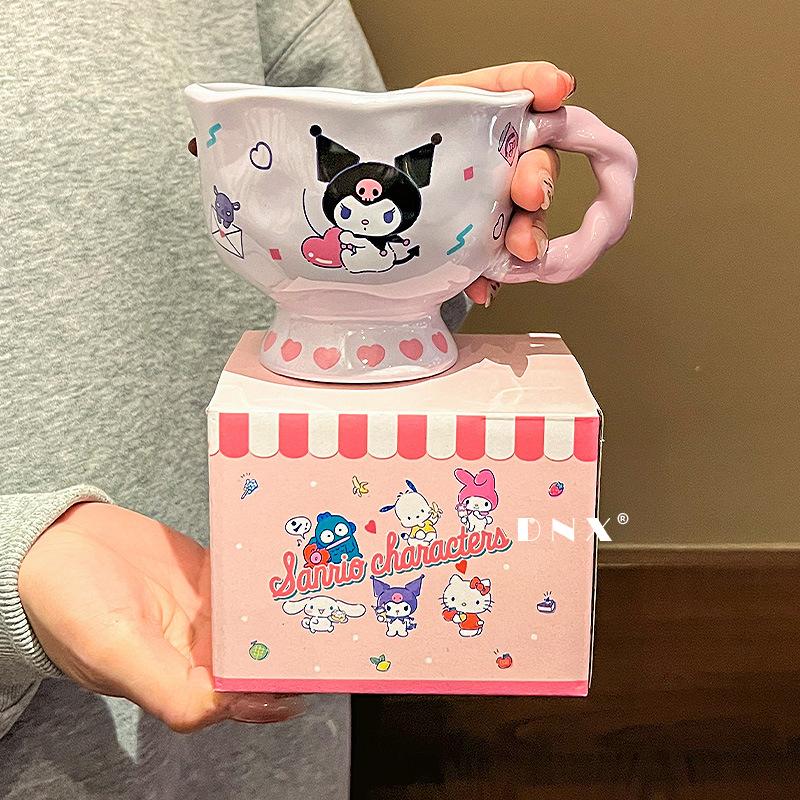 Высокая кружка Sanrio керамическая чашка для воды домашняя для питья офисная чашка высокая ценность милая кофейная чашка женщина