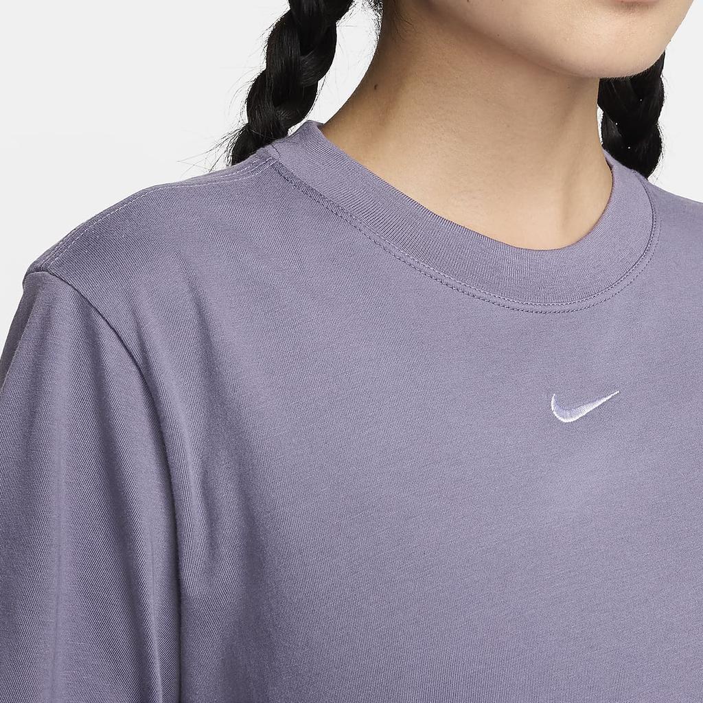 Nike Cotton Embroidered Loose Simple Sports Casual Dopamine Short Sleeve Drop Shoulder T-Shirt Women T-Shirt Purple FD4150-509
