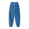 Winter Pajama Pants Thick Plush Elastic Waist Loose Keep Warm Leg-Binding Design Unisex Homewear