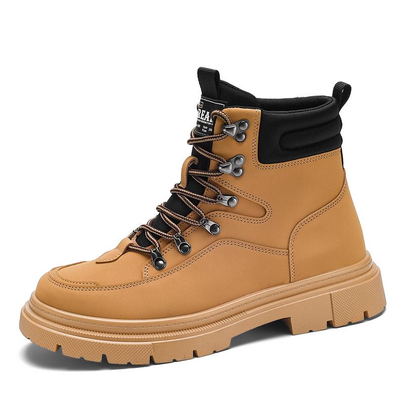 Мужские зимние ботинки Плюшевые теплые рабочие ботинки Водонепроницаемые Нескользящие Толстоподошвенные Уличные Походные Ботинки для Мужчин Высокие Альпинистские Ботинки для Ходьбы