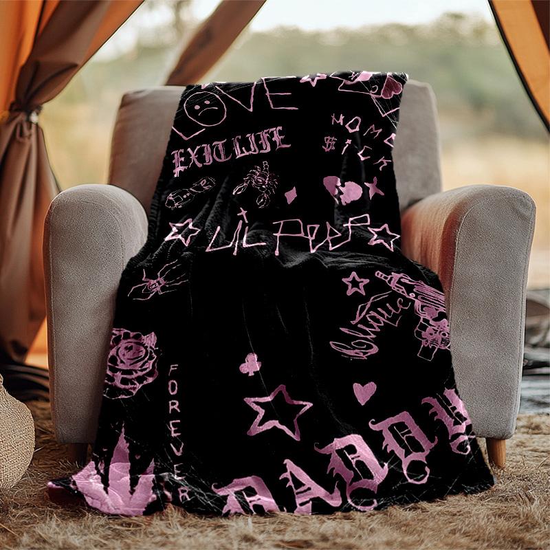 Neon Style Lil Peep Flannel Blanket Soft Warm All-Season Throw, Design for Camping, Car Travel, Hiking Sofa, Bed, Office Perfect Gift for Parties