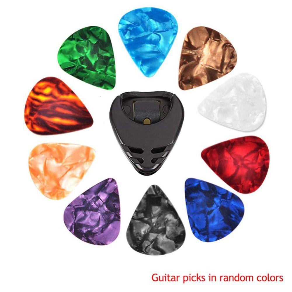 10PCS Random Color Guitar Picks & Guitar Pick Holder Stick-on Holder Finger Guitar Pick  Ukulele