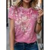 Women's Flower 3D Prints T-Shirts Short Sleeve Tees Tops 3D Prints Crew Neck T- Shirts Summer Casual Women's Clothing Apparel