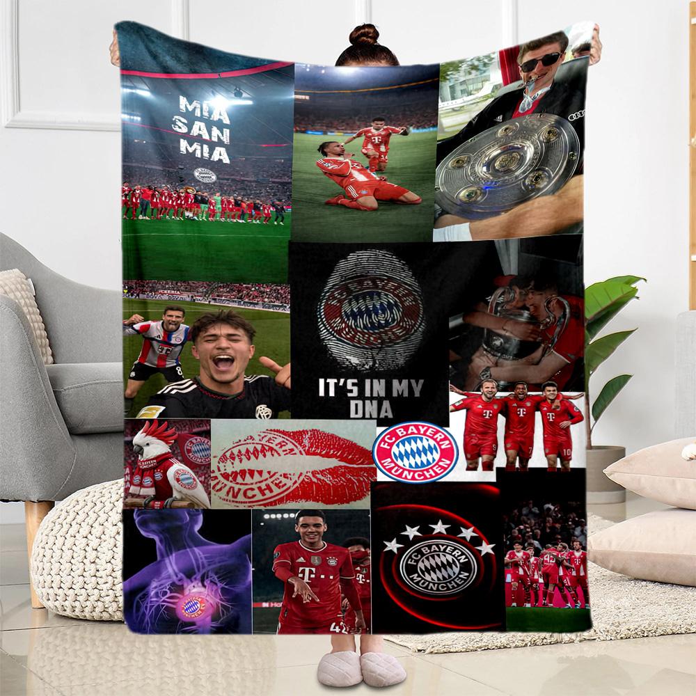 Bayern Munich Blanket Warmthful Decor Great for Bed Seaside Bedding Four Seasons Multipurpose Modern Style Gift for Travel Home Birthdays