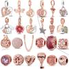 Розовое золото Медь Семья Сердце Маргаритка Лист Подвеска Сделай сам Шарм Бусины Оригинальные Аксессуары Браслеты Женские Украшения