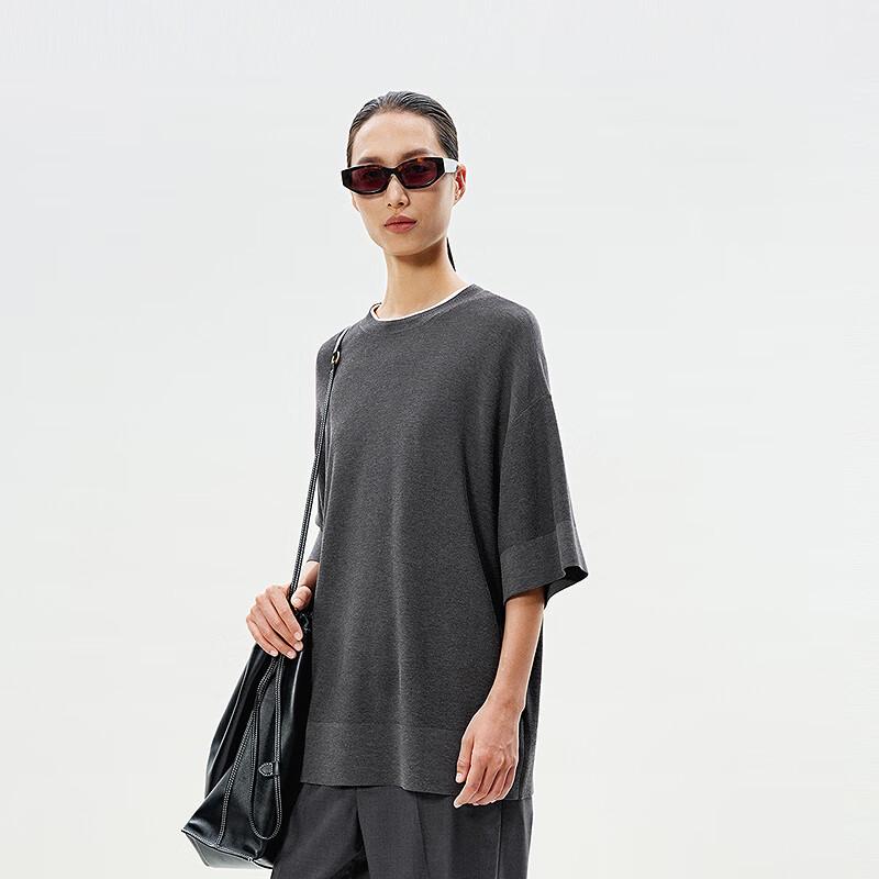 LESS Women's 2025 Summer Round Neck Short Sleeve Knit Top