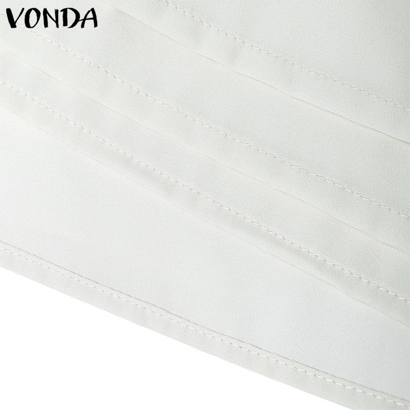 VONDA Женские повседневные блузки-рубашки с воротником-стойкой, однотонные, с длинным рукавом, с кулиской на талии