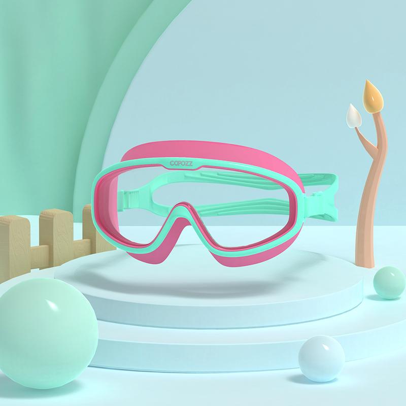Детские очки для плавания, водонепроницаемые, регулируемые, силиконовые, детские очки для плавания, с защитой от запотевания и ультрафиолета, большая оправа с футляром