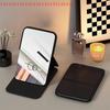 Portable Desktop Mini Foldable Makeup Mirror Solid Color PU Leather Wear-Resistant Compact Handheld Student Cosmetic Mirror