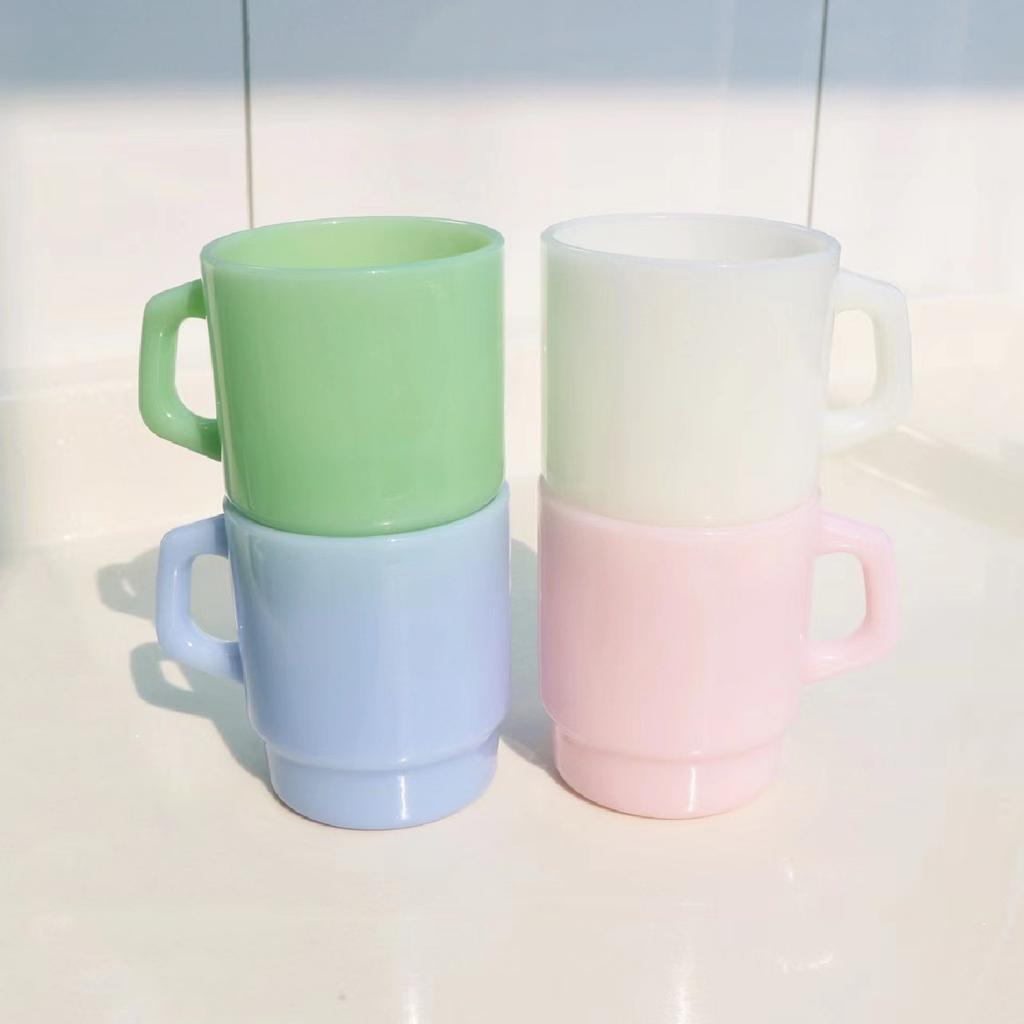 Высокоцветное стекло ins, термостойкая стеклянная чашка, стеклянные кружки из нефритового фарфора, можно штабелировать, кофейная чашка, чашка для молока