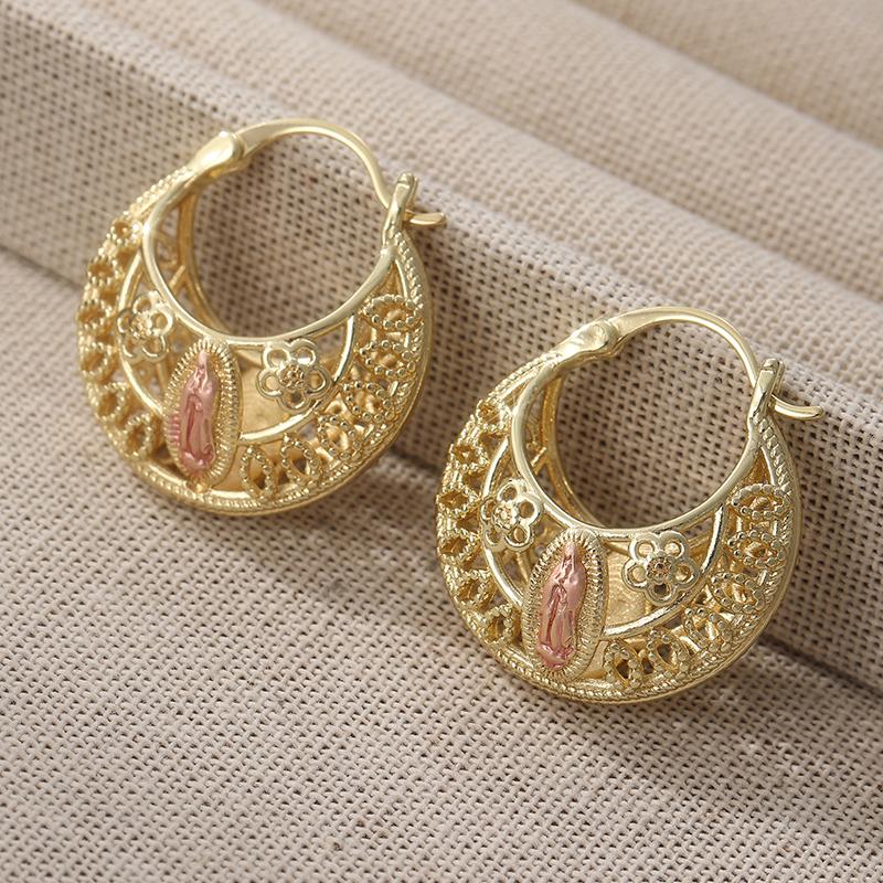 Винтажные серьги-кольца с ручной резьбой в виде полых цветов с текстурой, женские элегантные изысканные позолоченные банкетные фестивальные ювелирные изделия ручной работы