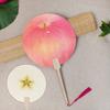 Fruit Print Fan with Wooden Long Handle Portable Lightweight Outdoor Travel Camping Picnic Summer Handheld Round Paper Fan