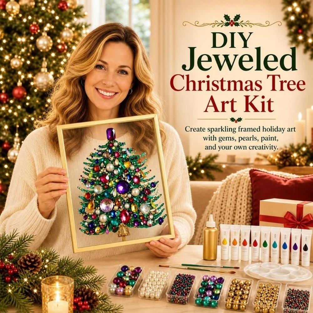 DIY Christmas  Painting Kit with Frame Pearl Painting Art Gem Painting Kit  Party Gift