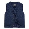 Autumn Winter Padded Warm Vest Men's Diamond Check Shoulder Undershirt Workwear Corduroy V Neck Jackets Men Clothing Large Size