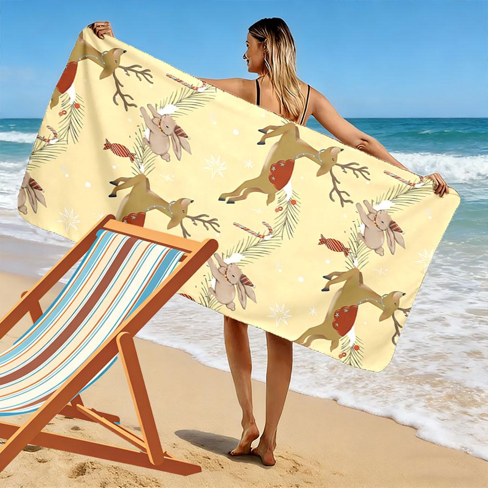 Graceful forest festivities Print beach towel, quick drying, suitable for travel, outdoor sports, jogging, the beach and swimming, gift