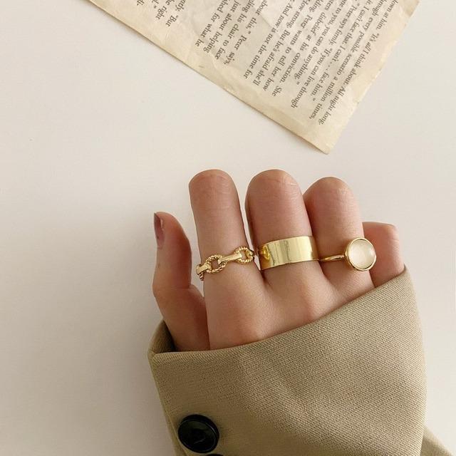 Fashion Jewelry Rings Set Gold Color Hollow Round Opening Women Finger Ring for Girl Lady Party Wedding Gifts
