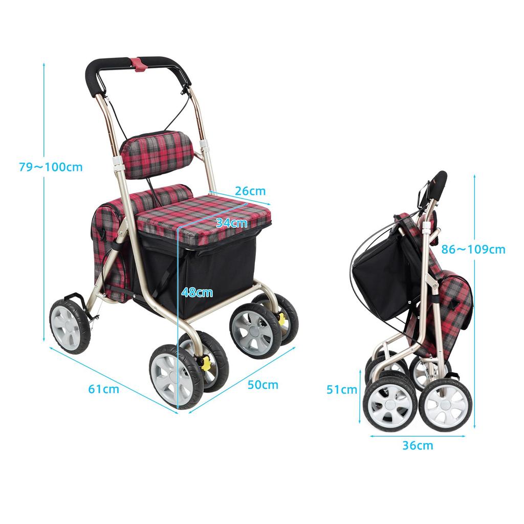 Тележка для покупок UGT Silver для 7-уровневой высоты, дождевик, плечевой прогулочный автомобиль для помощи при ходьбе, устойчивая, легкая, стильная, прочная,