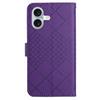 HT06 For iPhone 16 Case Leather Wallet Phone Cover Litchi Texture Rhombus Pattern