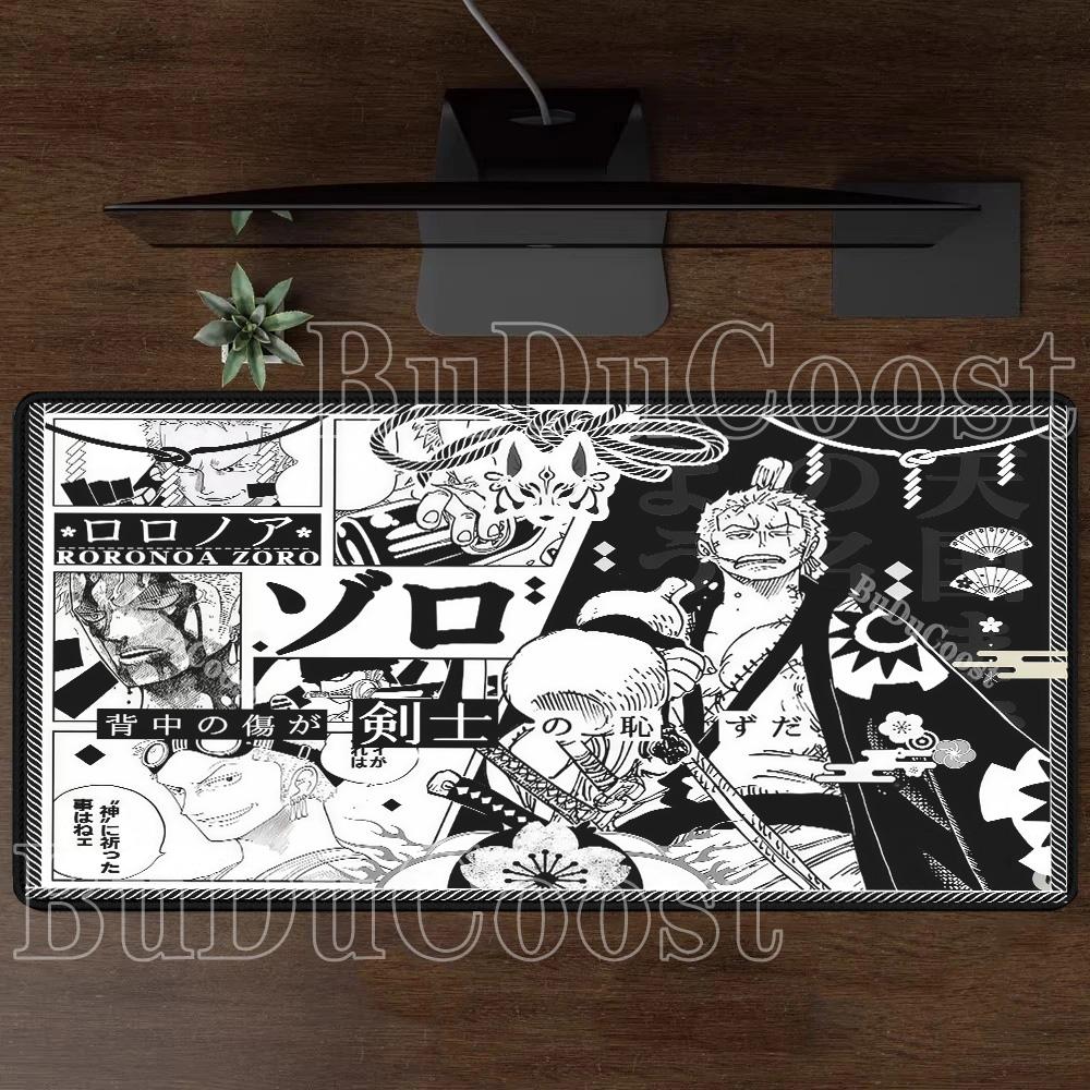 One Piece Roronoa Zoro Anime black and white Mouse Pad HD printing Gaming Mousepad PC Keyboard Carpet Office accessories DeskMat