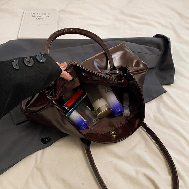 Масло ПУ Кожа Сумка-хобо Мешковатая Сумка через плечо Ретро Сумка с верхней ручкой Большая Рабочая Сумка для Женщин Девушек Сумка-тоут Работа Покупки Путешествия CLE