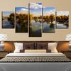 Decor Living Room HD Printed Wall Art Canvas Painting 5 Pieces Tree Lake Blue Sky Landscape Pictures Modular Poster No Frame