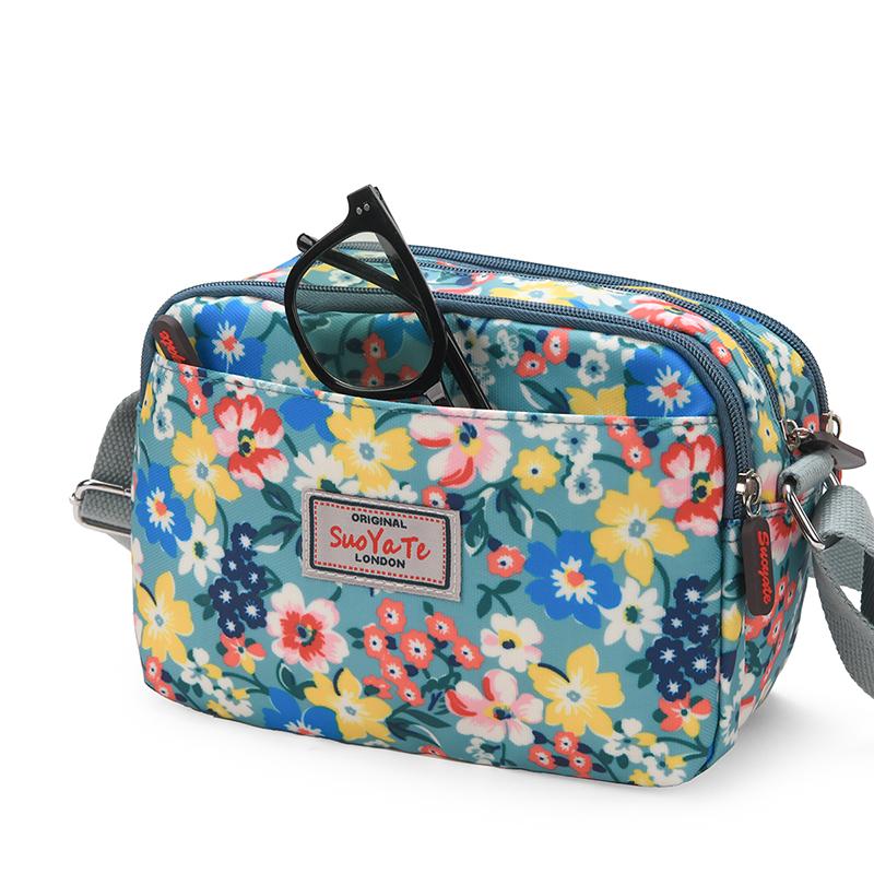 Нейлоновые сумки через плечо для женщин Модная маленькая квадратная сумка Водонепроницаемая вместительная сумка для мамы Женская красочная сумка кроссбоди с принтом