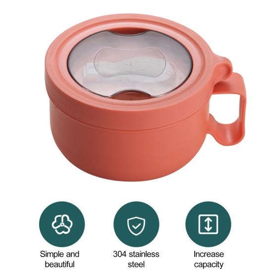 Миска для супа на 850 мл с ручкой, большая емкость, пищевой класс, без BPA, миска для супа быстрого приготовления, лапша, теплоизолированный ланч-бокс