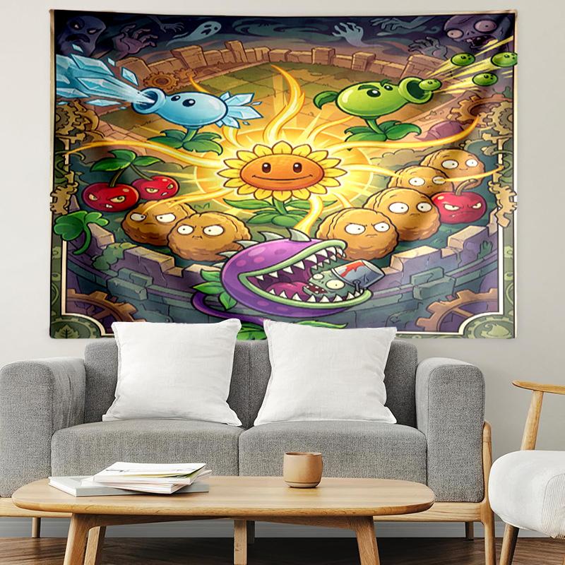Plants VS Zombies Print Tapestry, Lightweight Wall Hanging, for Bedroom, Dorm, Living Room, Home Art Decor, Birthday Christmas Gift for Friends