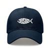 [Religious Baseball Cap] Jesus Fish Print Black Unisex Adjustable Lightweight Curved Brim Casual Daily Wear Polyester - Dad Hat