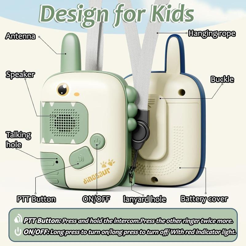 1PAIR Dinosaur Children's Walkie-talkie Toy 300 Meters Away Boys and Girls Birthday Gift Parent-child Interactive Toy