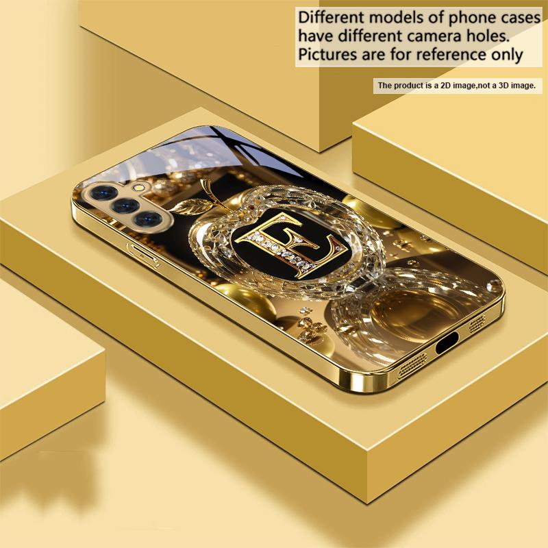 Высококлассный золотой символ 'F' для Samsung Galaxy S20 FE S21 S22 S23 Plus S24 Ultra 25Ultra S21+ S9+ S22Plus Золотой стеклянный чехол для телефона