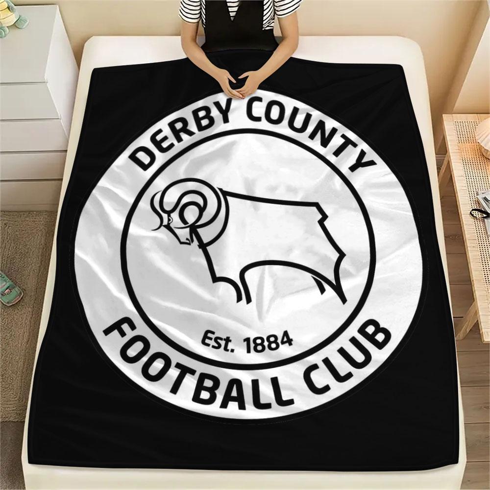 Фланелевое одеяло с принтом логотипа Derby County FC, мягкий плед для спальни и дивана, моющееся, сувениры для футбольных фанатов, отличный подарок.