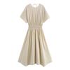 Fashion Style 2024 Summer New Female Excellent Elegant Tight Waist Pleated Short Sleeve Backless Dress 06618931711