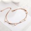 Anklet For Women Rose Gold Color Titanium Steel 7 Heart Double Layer Fashion 316l Stainless Jewelry (Ga106 )