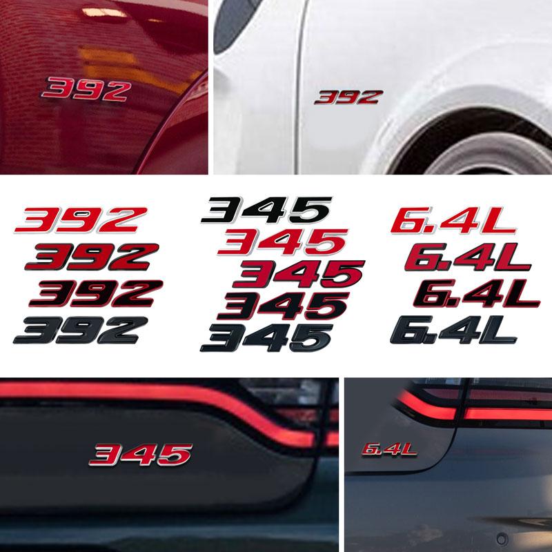 1Pc Metal 3D Car Sticker 392 345 6.4L Emblem Car Fender Side Sticker Rear Trunk Bumper Tail Sticker For Hemi Charger Challenge