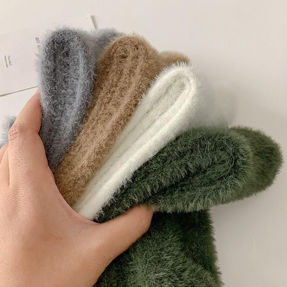 Solid Color Thick Fashion Trendy Middle Tube Hosiery Mink Velvet Man Socks Korean Style Socks